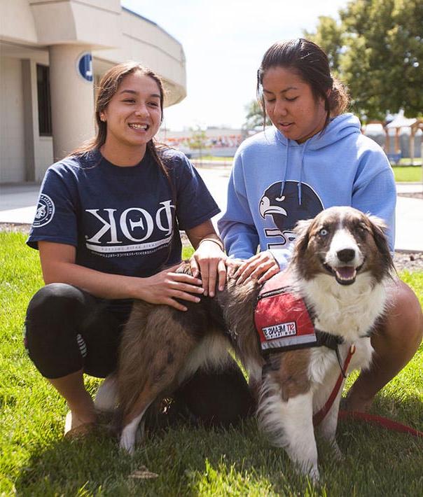 Students with dog